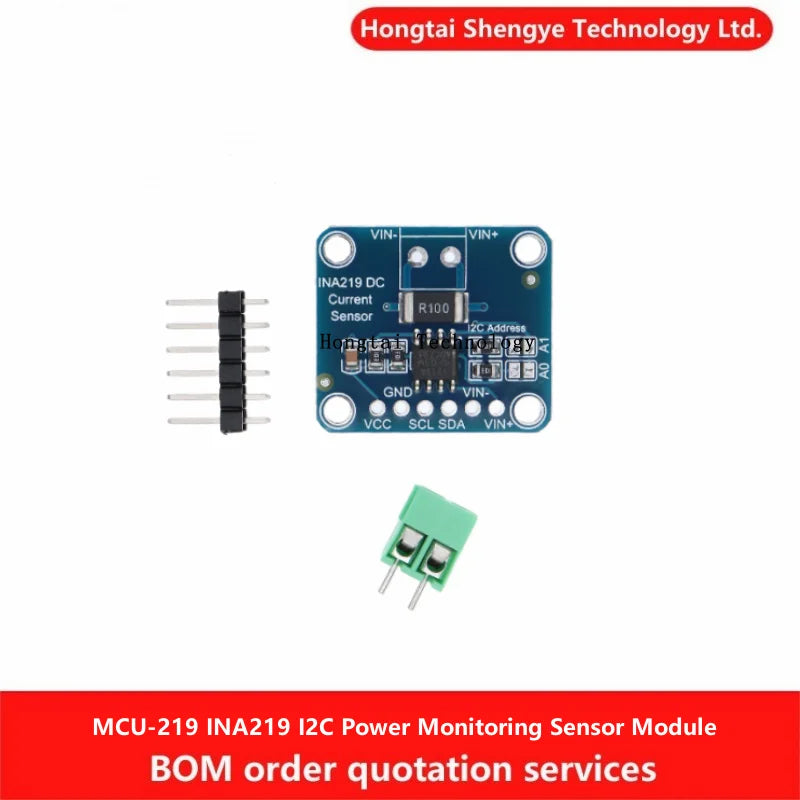 Hongtai Technology MCU-219 INA219 I2C Interface Zero Drift Bidirectional Current Power Monitoring Sensor Module