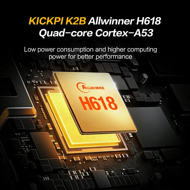 KICKPI K2B 4GB DDR 32GB EMMC H618 SBC, Quad-Core Cortex-A53, Mali-G31 MP2, 4K HDMI, Gigabit Ethernet, WiFi 5, BT