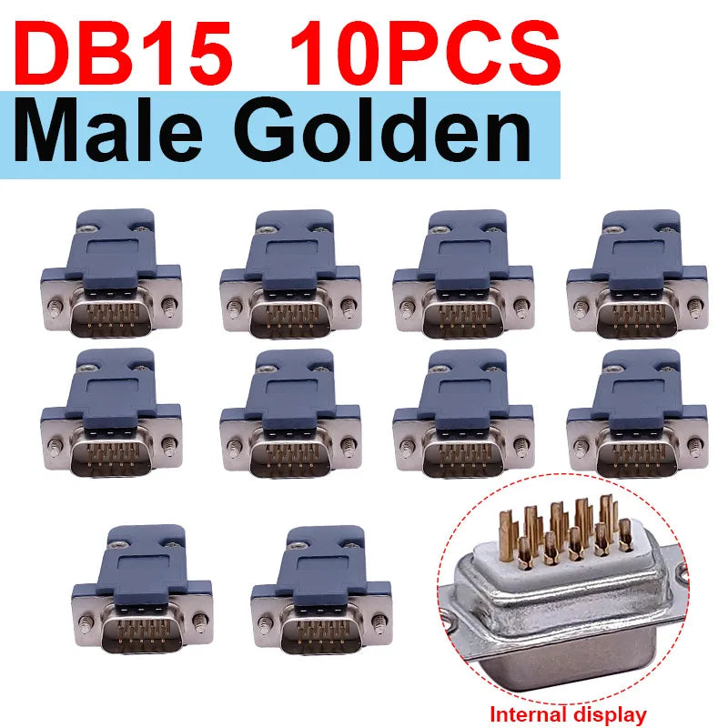 10PCS DB9 Adapter Connector Core RS232 Serial COM Plug Connectors Hole/pin DB15 Female Male Port Socket D Sub DP9 Plastic Case