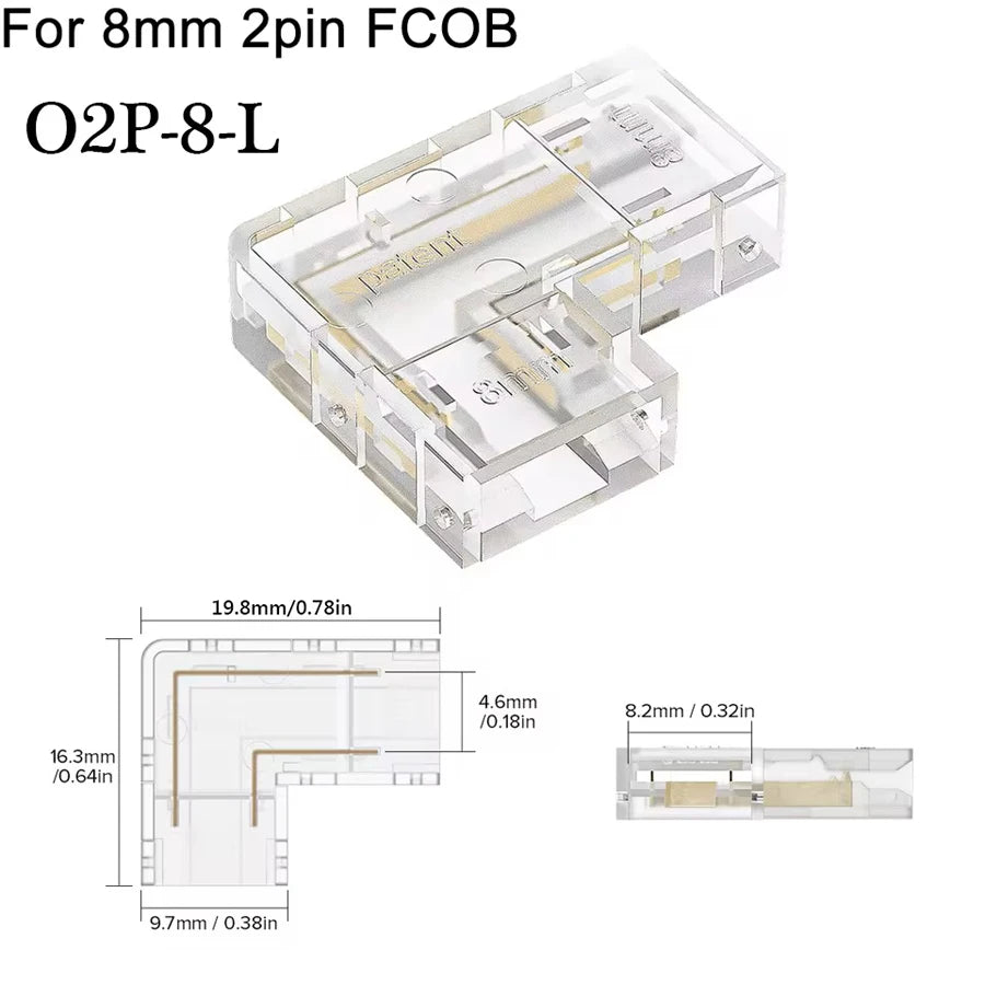 COB Led Strip Connector Light Strip Wire Connectors 2 3 4 Pin L-shaped For 5 8 10mm Width PCB Single Color RGB CCT Strip
