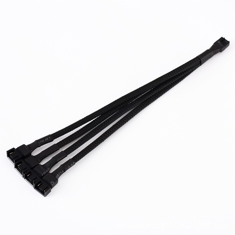 4 Pin Pwm Fan Cable 1 To 1/ 2/3/4 Ways Splitter Black Sleeved 27cm Extension Cable Connector PWM Extension Cables