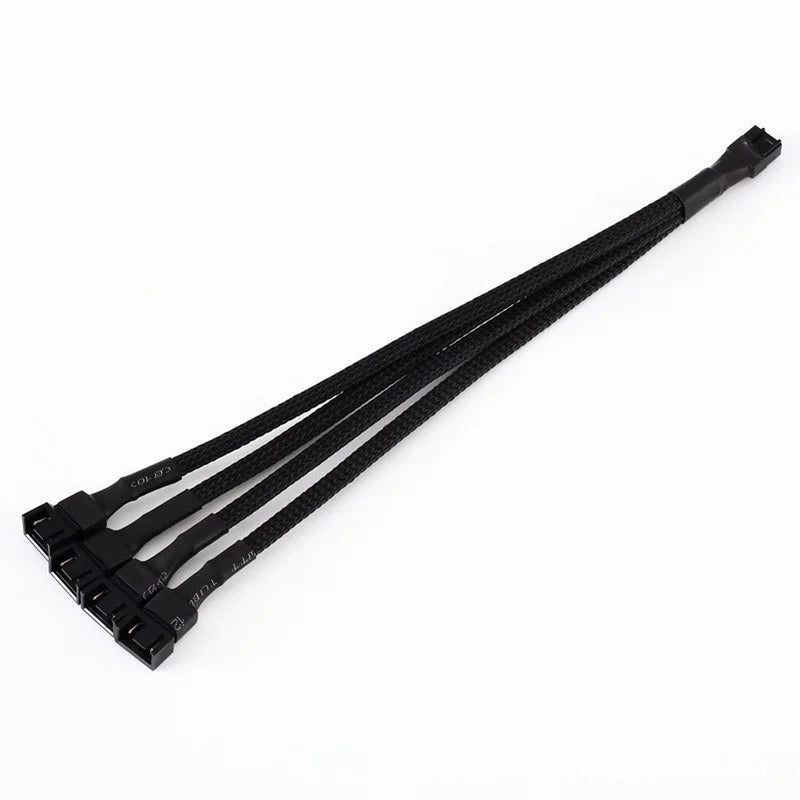 4 Pin Pwm Fan Cable 1 To 1/ 2/3/4 Ways Splitter Black Sleeved 27cm Extension Cable Connector PWM Extension Cables