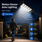 Large Solar Street Light Three-Panel LED with Human Motion Sensor Auto On Off Dusk to Dawn High Efficiency Solar Panel Super Bright Wide Angle Illumination IP65 Waterproof Wireless Security Lamp for Courtyard Driveway Garden