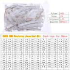 0402 0603 0805 1206 2512 SMD Chip Fixed Resistor 0ohm-10Mohm Assortment Kit pack