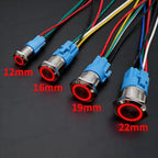 12mm 16mm 19mm 22mm Metal Switch Button Push With Wire Waterproof On Off Momentary/Latching Led Light Start Stop 5V 12V 24V 220V
