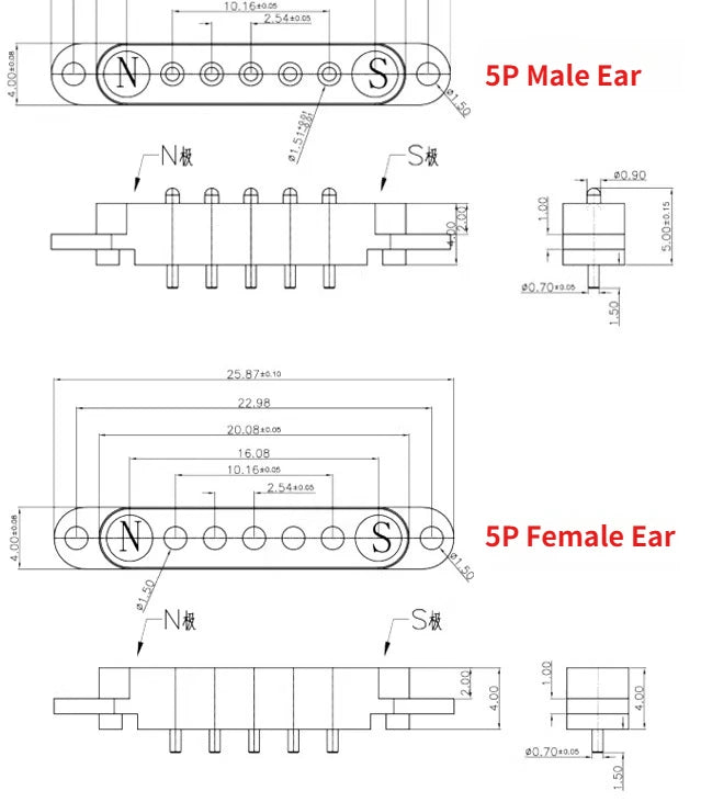 1/5Set 2A DC Magnetic Pogo Pin Connector 2Pin 3Pin 4 5 6 7 8 9 Pin Pogopin Male Female Spacing 2.5/2.80mm Spring Loaded Socket