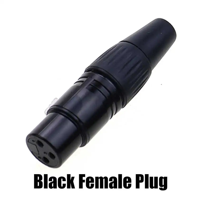 1pcs XLR 3Ppin Male Female Socket Plug Microphone Audio Cable Connector 3P Black Silver Copper Contact XLR Metal Plug Panel