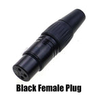 1pcs XLR 3Ppin Male Female Socket Plug Microphone Audio Cable Connector 3P Black Silver Copper Contact XLR Metal Plug Panel