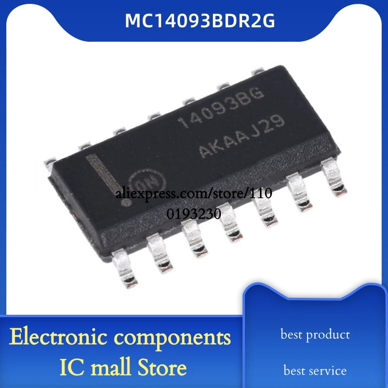 10PCS/LOT    MC14093BDR2G  14093BG  IC GATE NAND 4CH 2-INP 14SOIC   In Stock