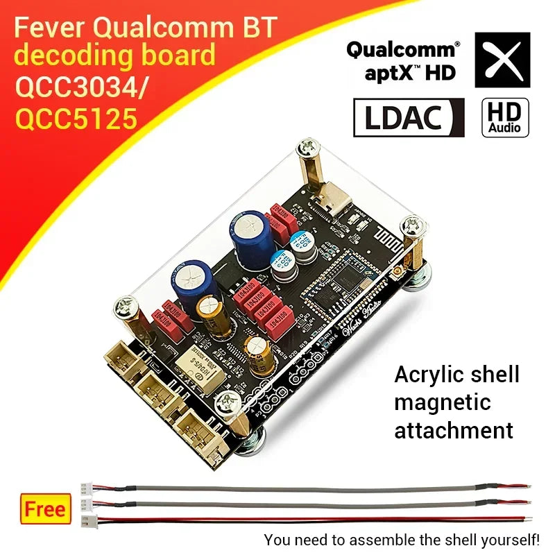 Bluetooth 5.1 Receiver QCC5125 QCC3034 LDAC APTX HD Wireless Adapter USB PCM5102 DAC Audio Decoder Board 24Bit/96Khz For AMP