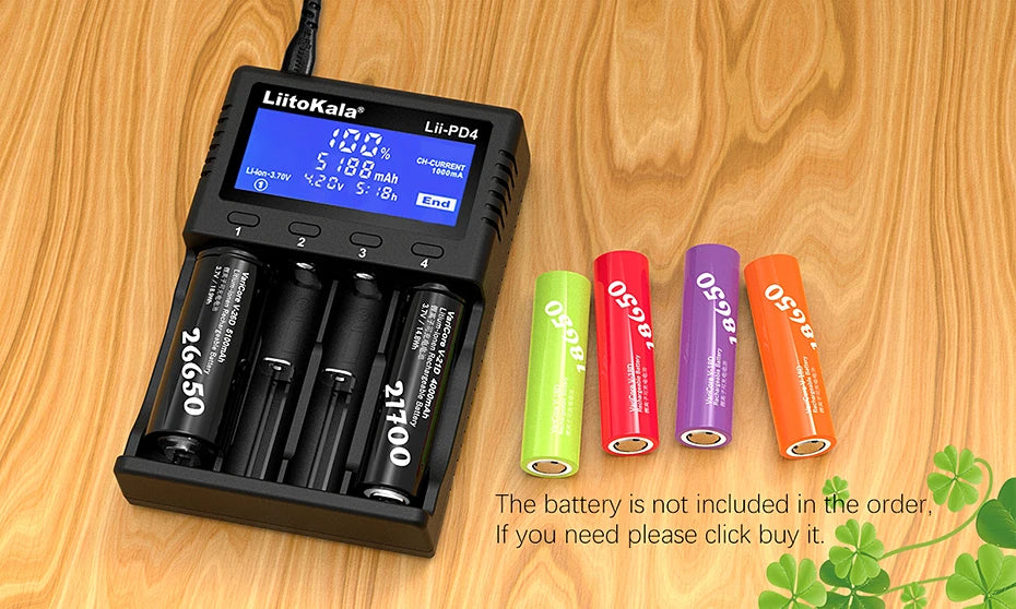 LiitoKala Lii-PD4/PD2 AC PD Charger LCD Fast Charging 4/2-Bay for 21700/18650/AA/AAA Multi-Protection Auto-Detect