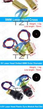 TZT 650nm 5mW 6MM 9MM 12MM Red Point / Line / Cross Laser Module Head Glass Lens Focusable Focus Adjustable Laser Head