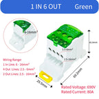 UKK80A Single Pole Power Splitter Box Large Current One In Multi Out DIN Rail Branch Line Distribution Terminal Block UKK80A