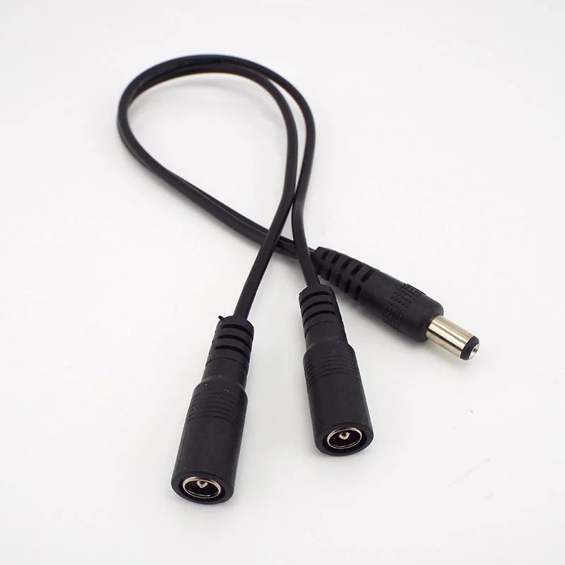 2 Way DC Power Adapter Cable 5.5mm X 2.1mm 1 Male to 2 Female 2 Male Splitter Connector Plug Extension for CCTV LED Strip Light