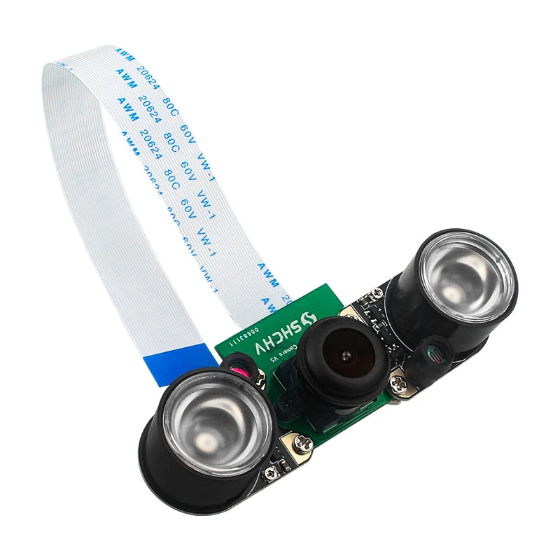Raspberry Pi 5 8MP Camera Night Vision IMX219 77° 130° 200° FOV Fisheye MINI CSI Interface + 2 Infrared Light for RPI 5 Pi5
