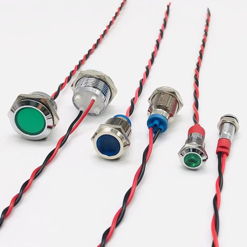Waterproof metal indicator lamp 6/8/10/12/16/19/22MM power signal lamp 3V 5v 6v 12V 24V 110V 220V red/yellow/blue/green/white