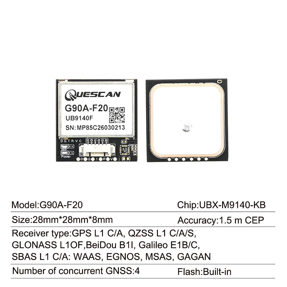 QUESCAN Ublox M10 M9 10Hz GPS Module GNSS Galileo BeiDou GLONASS QZSS SBAS ESP32 Arduino STM32 NMEA GPS Receiver ublox10 ublox9