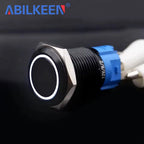 ABILKEEN 16/19/22MM Black Shell Metal Push Button Switch 1NO1NC Momentary/Latching Power Control Push Button with LED Light