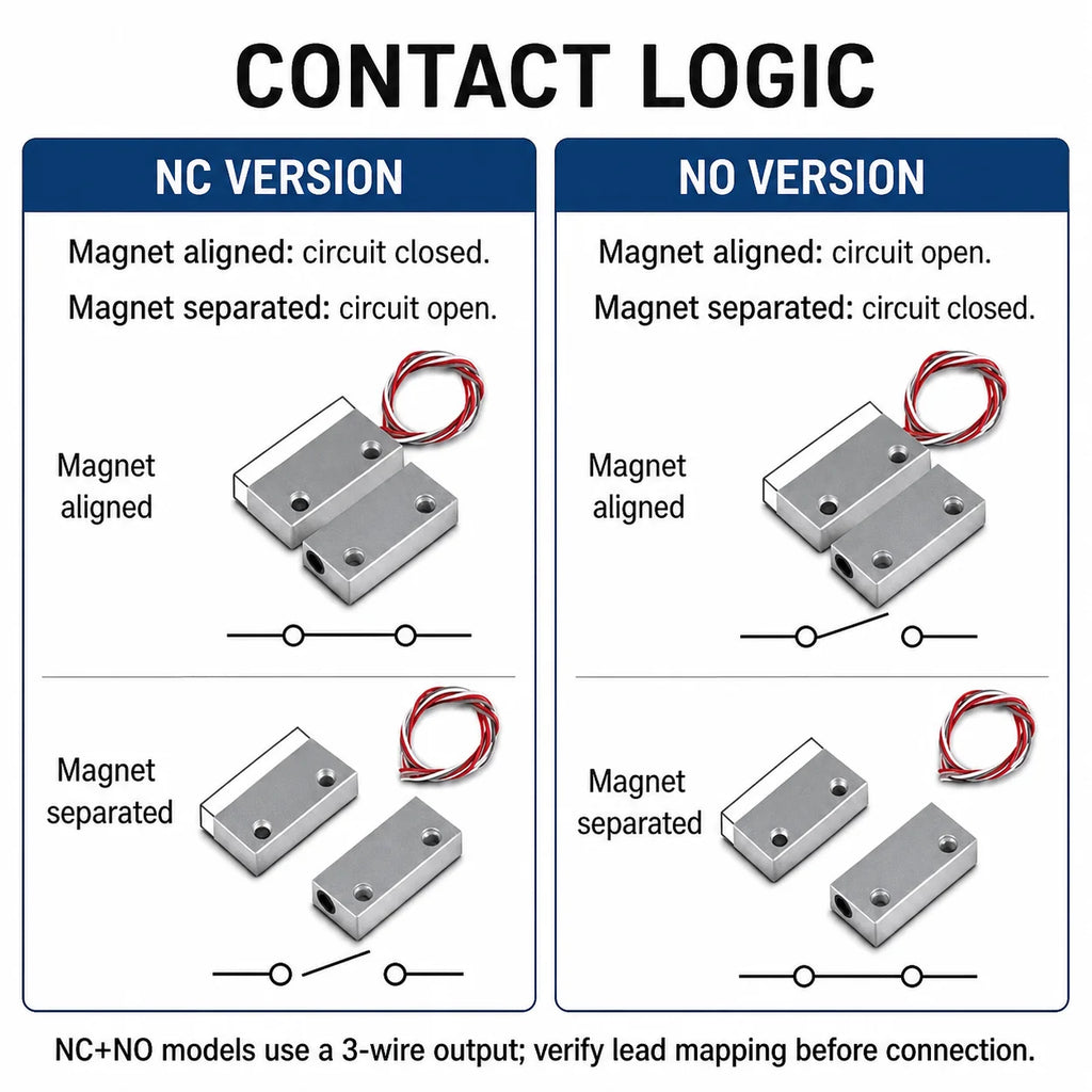 2 Pairs MC-51 MC-52 MC-56 MC-58 Wired Magnetic Door Window Contact Sensor NC NO Reed Switch for Metal Gate Security Alarm System