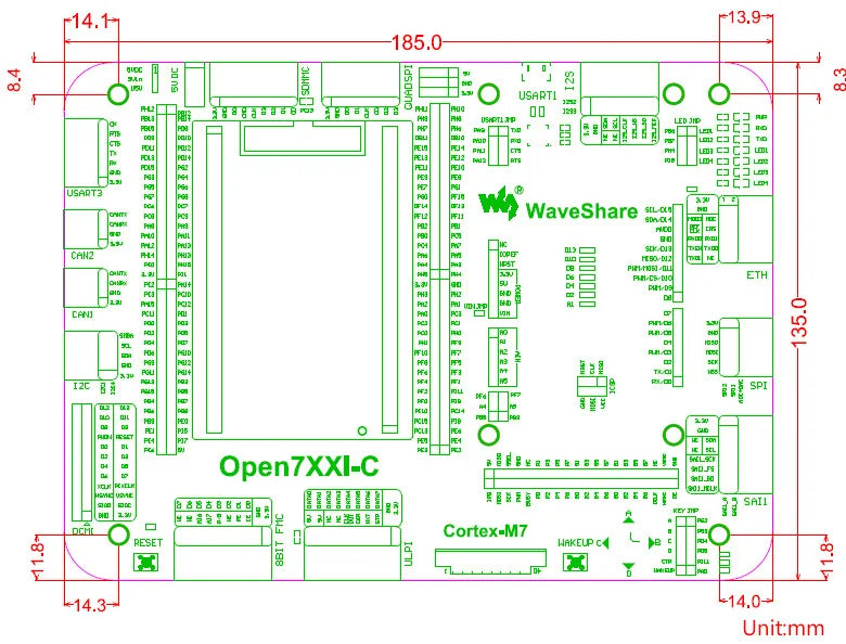 Waveshare Open746I-C Standard STM32F7 Development Board