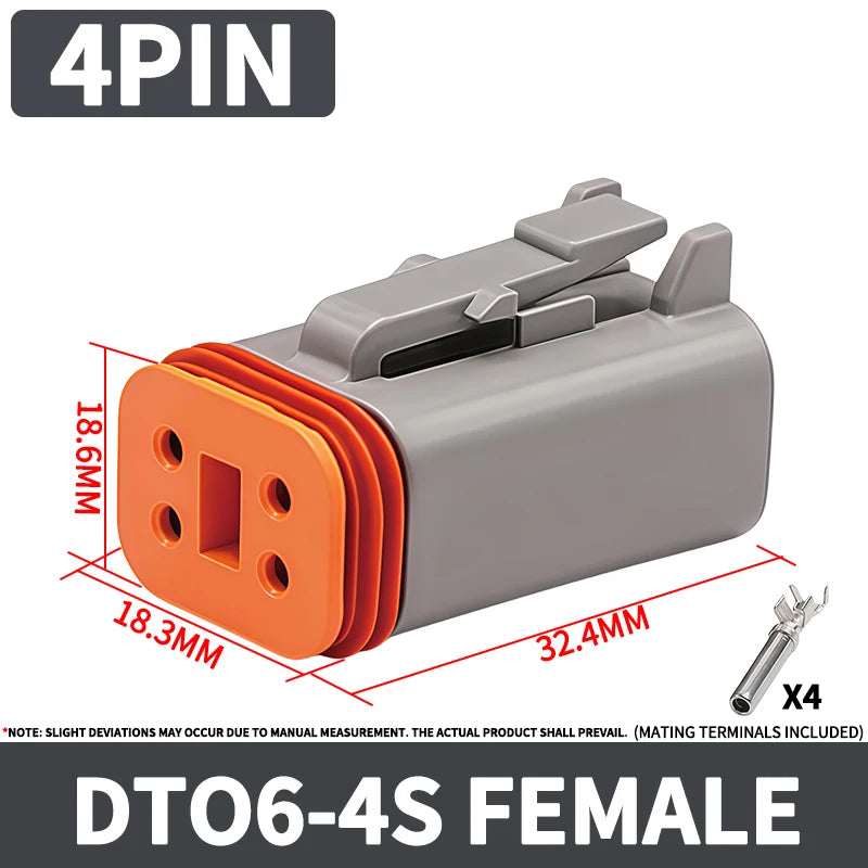 DT13 Series  Waterproof  Automotive PCB Right-Angle Header Connector 2/3/4/6/8/12Pin Male/Female Kit for Car Truck Bus Marine