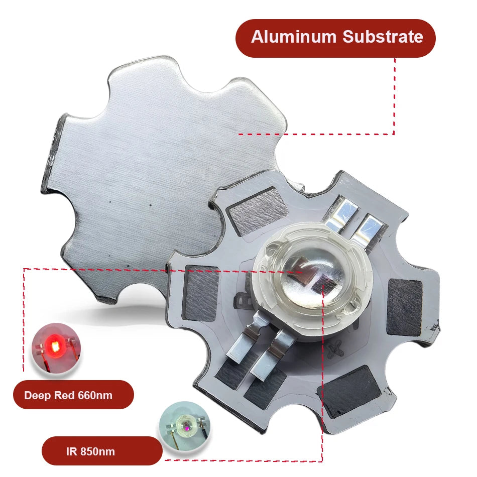 10-50PCS 2X3W Double Color IR LED Emitter Diode Deep Red 660nm+ Infrared IR 850nm 4pin LED Bead DIY For Therapy Light Beads