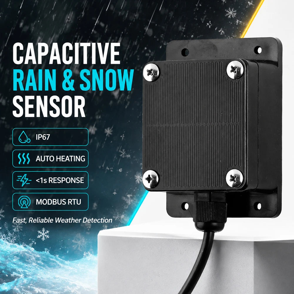 Outdoor Capacitive Rain Snow Sensor with Heating IP67 RS485 Modbus RTU 4-20mA 0-10V Relay Weather Transmitter DC12-24V