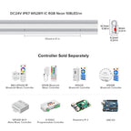 WS2811 RGBIC Neon Light Strip Addressable Neon Sign Silicone External 1 IC Control 6 LEDs Bright Tape 108 LEDs/M 24V IP67 3m 5m