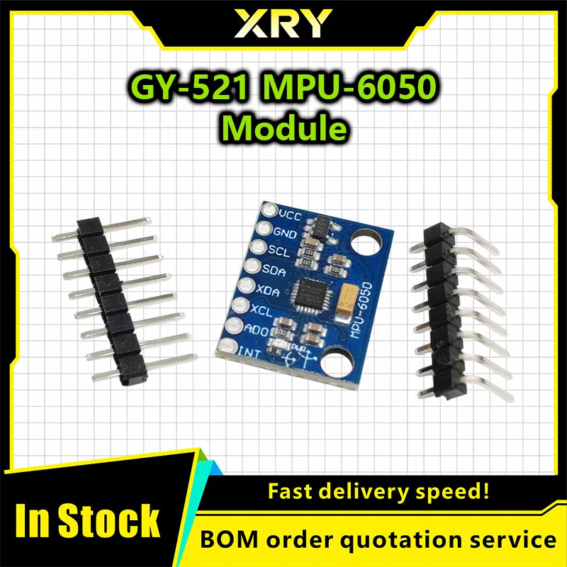XRY 1pcs GY521 GY-521 MPU6050 IIC I2C Interface 3 Axis Analog Gyroscope Sensor Accelerometer Compatible Module for Arduino