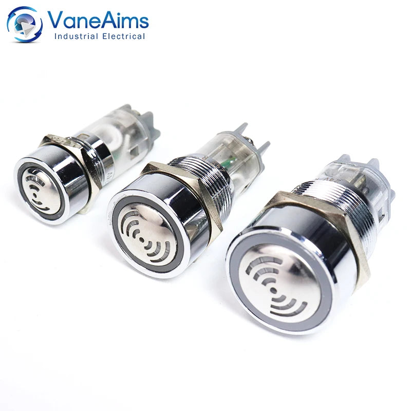 16/19/22mm LED Flash Buzzer 12V 24V 220V Intermittent Sound Alarm Indicator Light Signal Lamp Flash metal Buzzer Waterproof IP65