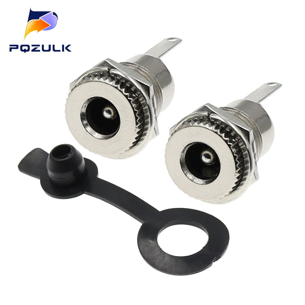 10PCS DC099 5.5 mm x 2.1mm DC Power Jack Socket Female Panel Mount Connector Metal DC-099 Open Hole 11MM 5.5*2.1 5.5*2.5