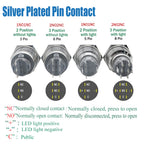19mm 2 3 Position Latching Stainless Steel Metal Selector Rotary Switch with LED Waterproof  DPDT Illuminated Self-locking