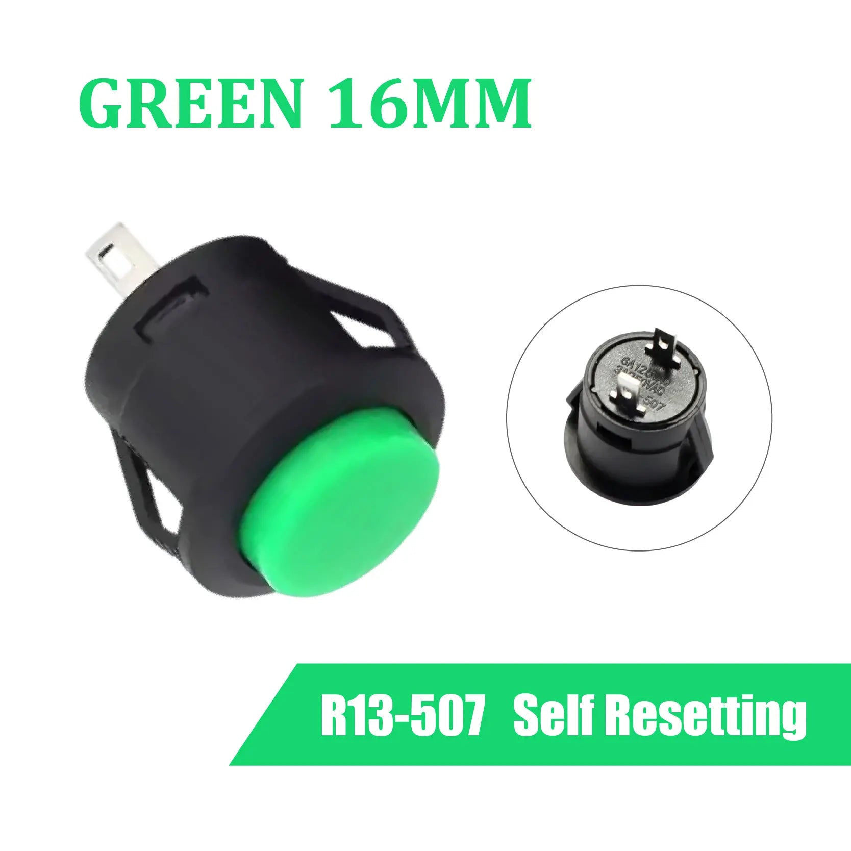 5/20PCS R13-507 Snap on Button Inching 16MM Round Lockless Self Reset Switch Panel Mounting