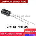 50Pcs NEW 100% quality 50V10UF 5x11MM 50v 10uf 5*11mm 50v 10μF Polar-free NP electrolytic capacitor electronics