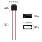 8pcs USB Connector Type-C Female Chassis 2 Pin for DIY, 2.5A 5V Waterproof Grade IP67 Female Chassis 2P Solder Wire Type USB C