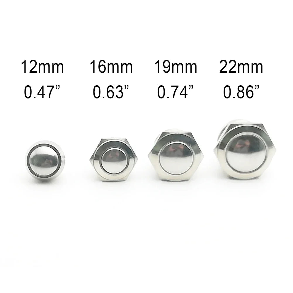 Screw Electronic Button Switch Metal Pressure Switch Waterproof Momentary Push Button 12v 240v Switches 12/16/19/22mm