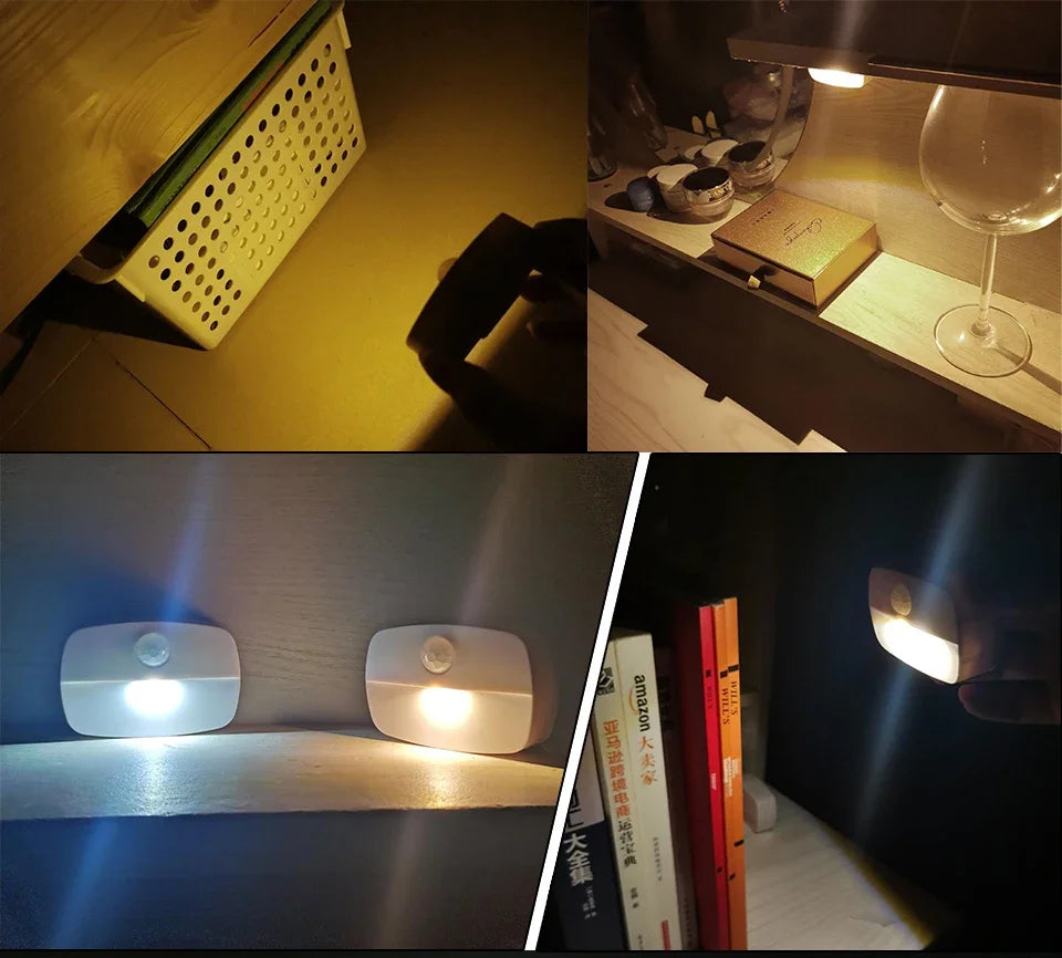 1/3/6 Pack Motion Sensor Night Light Battery Powered AAA Stick Anywhere Auto on Off Soft Light for Wardrobe Bedside Bathroom