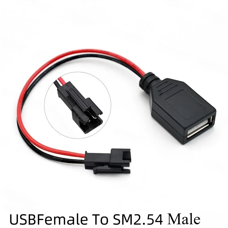 1PCS USB Male and Female Head to SM2.54mm Terminal Cable 2-Pin Power Supply USB Socket Cable 2P Terminal Male and Female