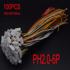 100PCS Mini Micro JST XH2.54 2.0 PH Male Female Connector 2/3/4/5/6/7/8/9/10-Pin Plug With terminal Wires Cables Socket 20/10CM