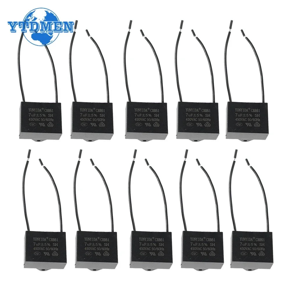 1/2/5PCS CBB61 Motor Run Capacitor 450V AC Fan Capacitors 0.8/1/1.2/1.5/1.8/2/2.5/4/5/6/8/10UF for Ceiling Fan & Air Conditioner