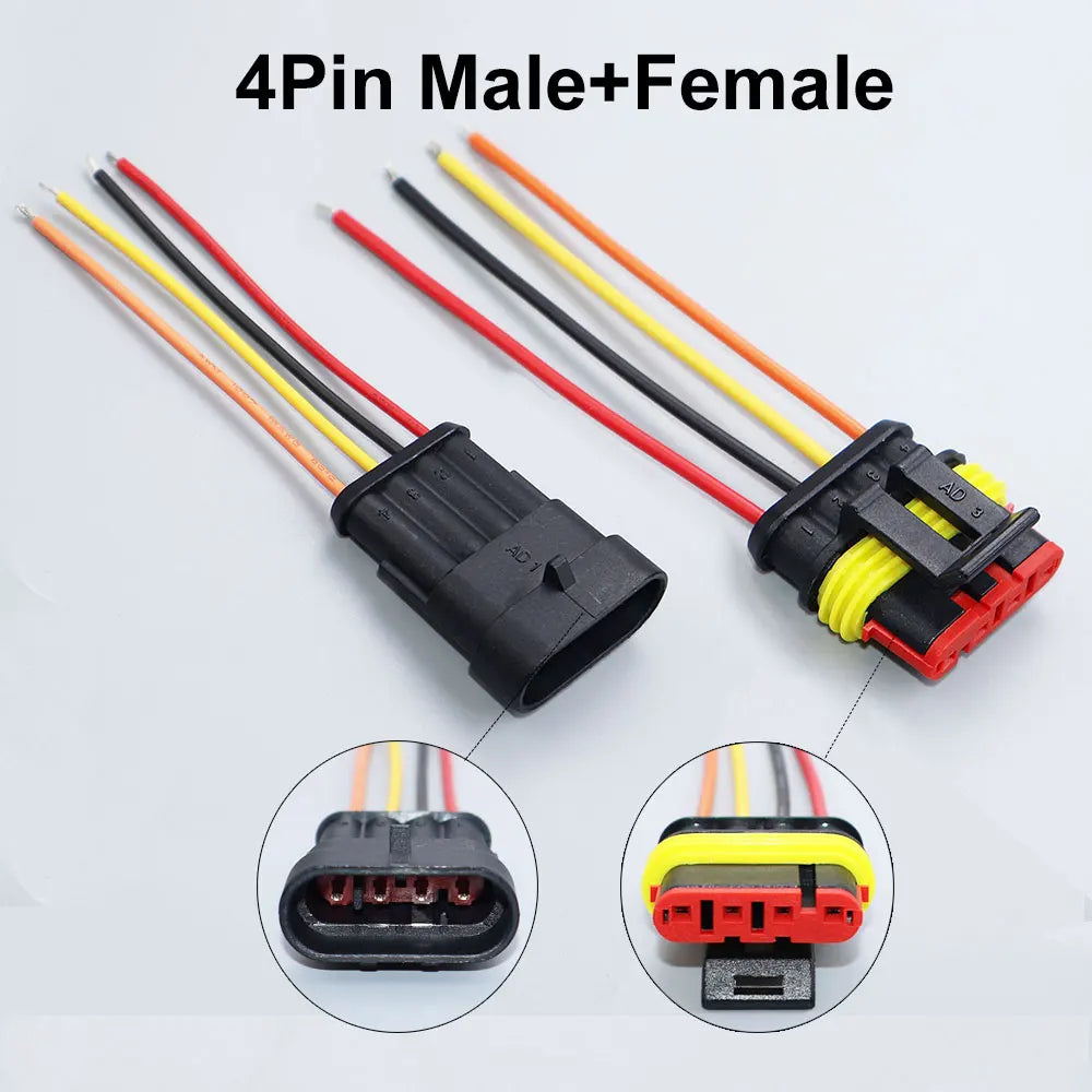 YanXi AMP 1/2/3/4/5/6 Pin Way Waterproof Electrical Auto Connector Male Female Plug with Wire Cable Harness For Car Motorcycle