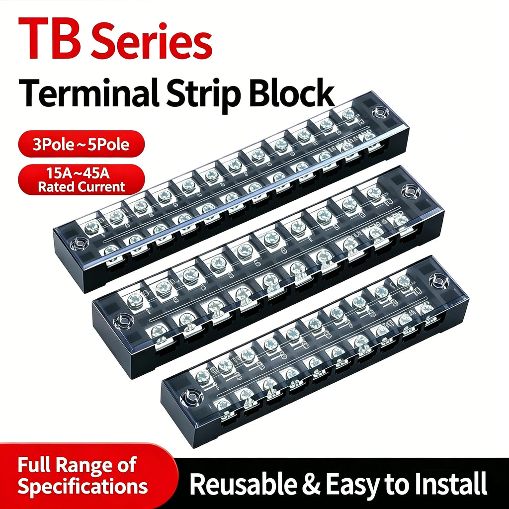 Dual Row Strip Screw Terminal Block TB1503-TB151 15A  Fixed Wiring Board Wire Connector for Electronic Components