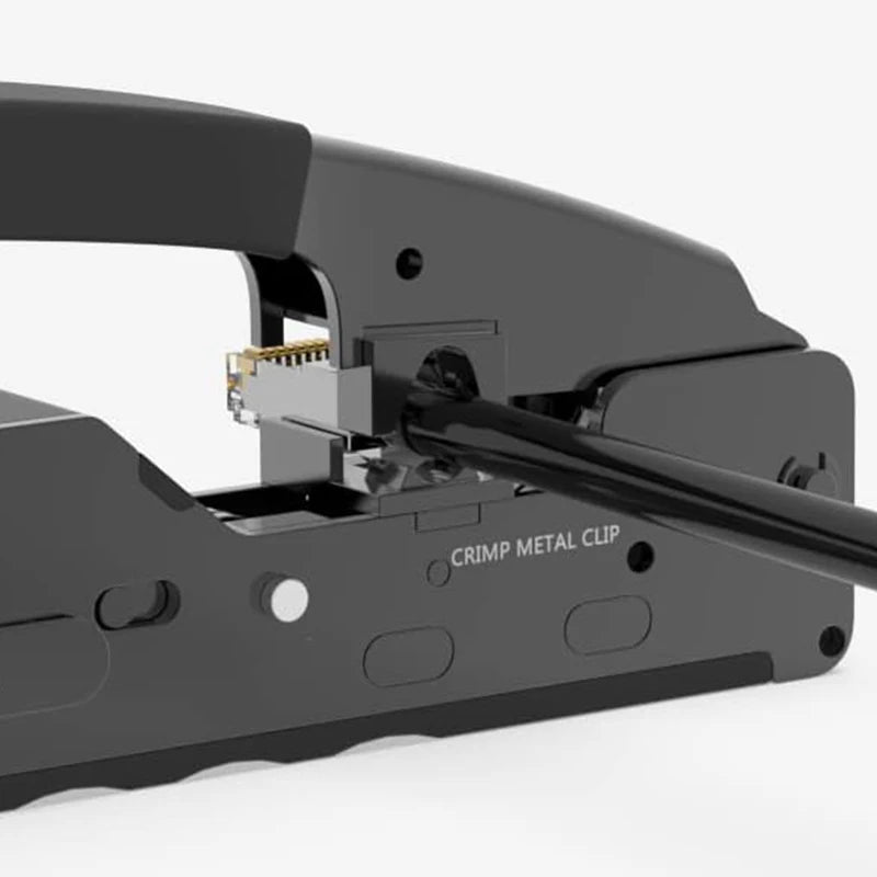 RJ45 Crimp Plier Pass Through Crimper Stripper Cutter for Cat7 Cat6 Cat5e 8P Modular Connector Ethernet All-in-one Wire Tool