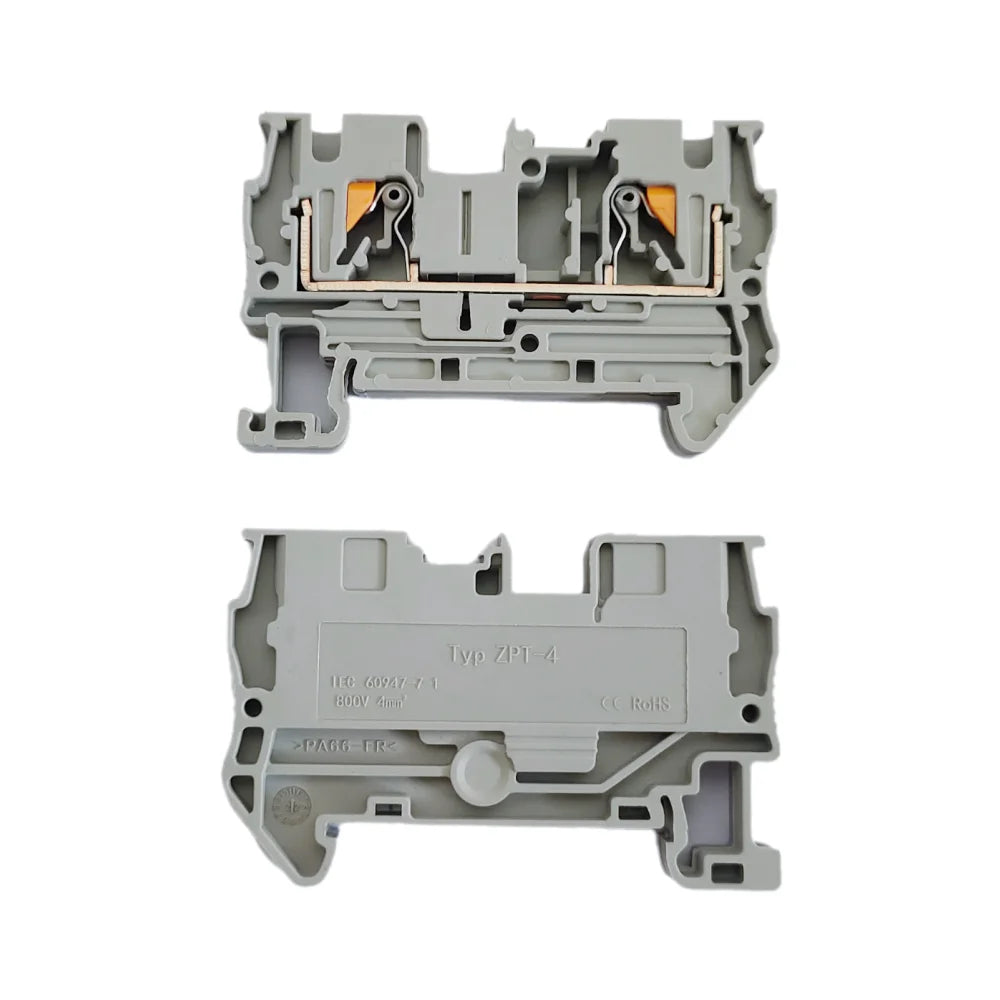 10/100PCS PT4 Push-in DIN Rail Terminal 4mm² Cable Connector Screwless Electrical Connect Terminal Block for Easy Wiring
