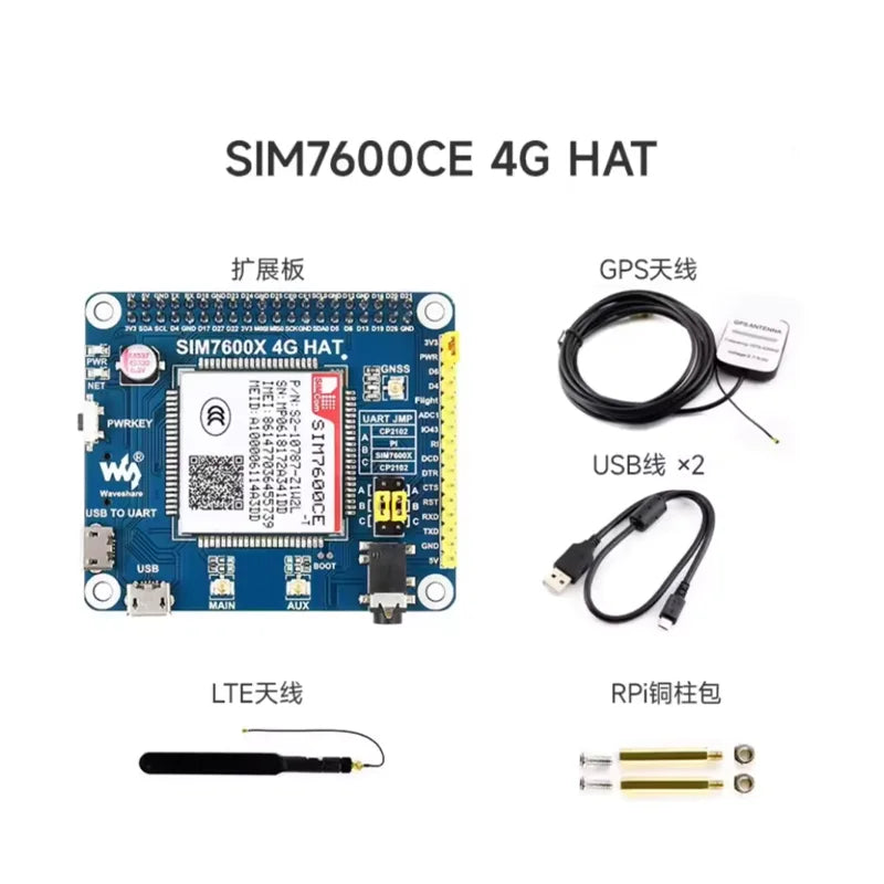 Raspberry Pi 4G HAT A7670E SIM7600G-H SIM7600CE SIM7600E SIM7600E-H LTE Expansion Board for LBS Positioning
