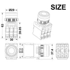 Waterproof Button Switch Momentary Self Reset Self Locking Flat Round Head 22mm Power Push Button Switch 10A 1NO 1NC Red Green