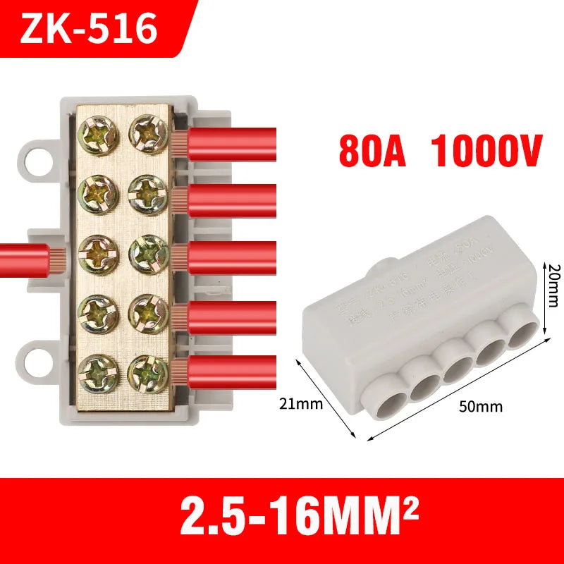 High Power Branch Terminal Quick Wire Connector Terminal Block 400V Electrical Cable Junction Box ZK-306 T-Type Wiring Terminal