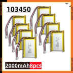 2.0-4.0AH 103450 Polymer Lithium Rechargeable Battery JST PH 2.0mm 2pin Plug for Camera GPS Navigator MP5 Bluetooth Headset