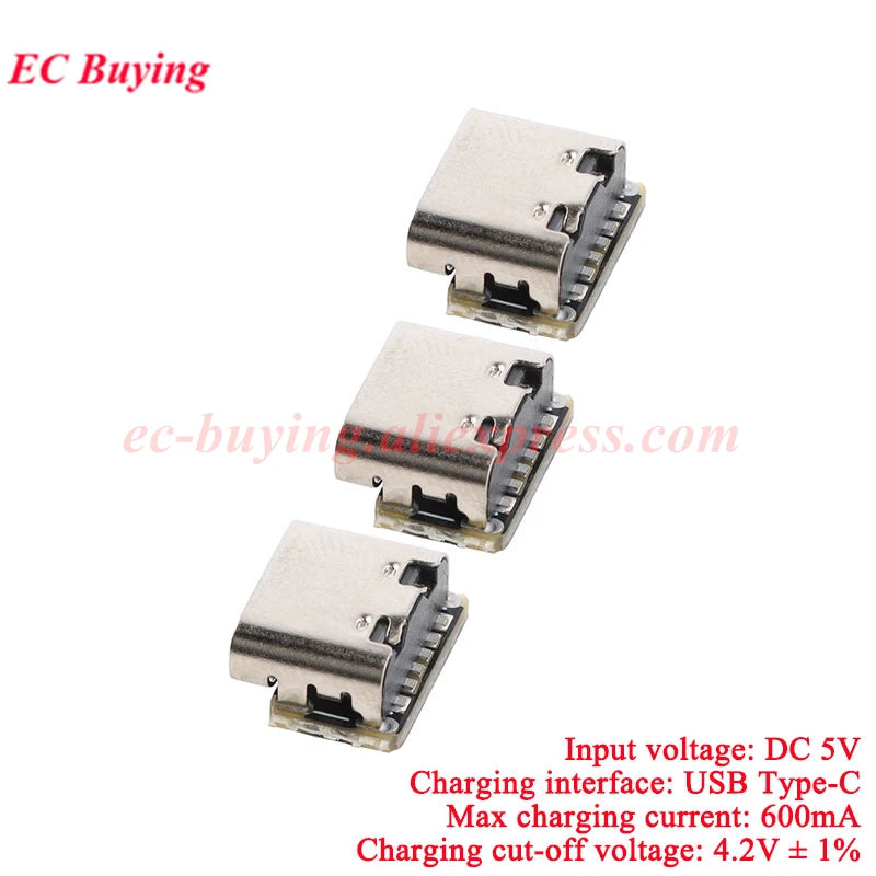 100Pcs/1pc 3.7V 4.2V Mini 18650 Lithium Battery Charger Board Type-C USB Input Module Keyboard Charging Power Protection Board