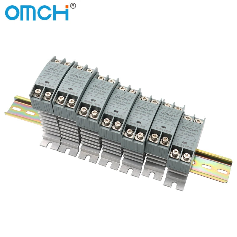 OMCH DIN Rail Solid State Relay SSR With Heatsink 10A 25A 40A 60A 80A 100A 120A DC-AC DC-DC AC-AC Single Phase Control